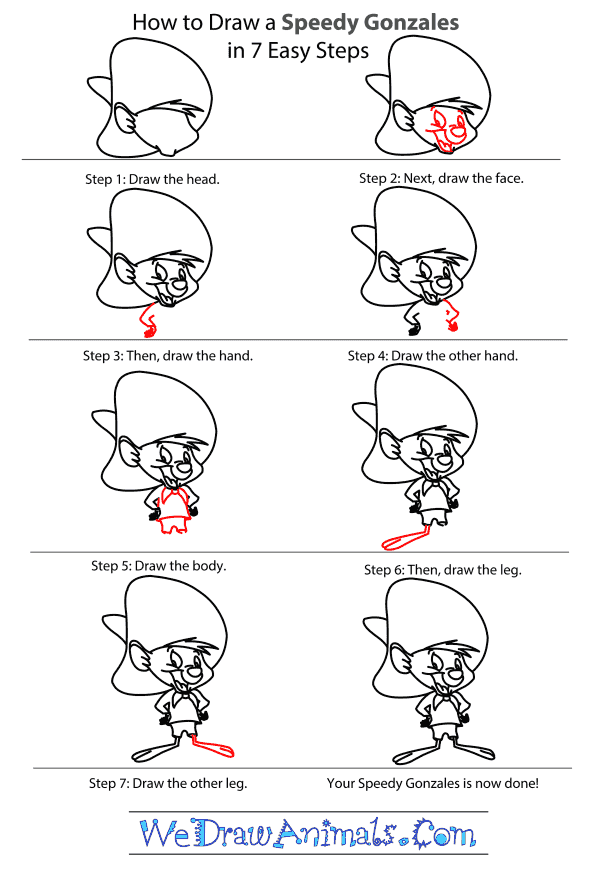 Step by Step How to Draw Speedy Gonzales from Animaniacs