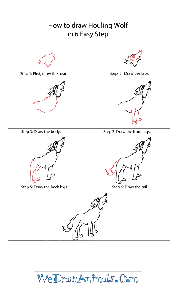 how to draw a cartoon wolf head