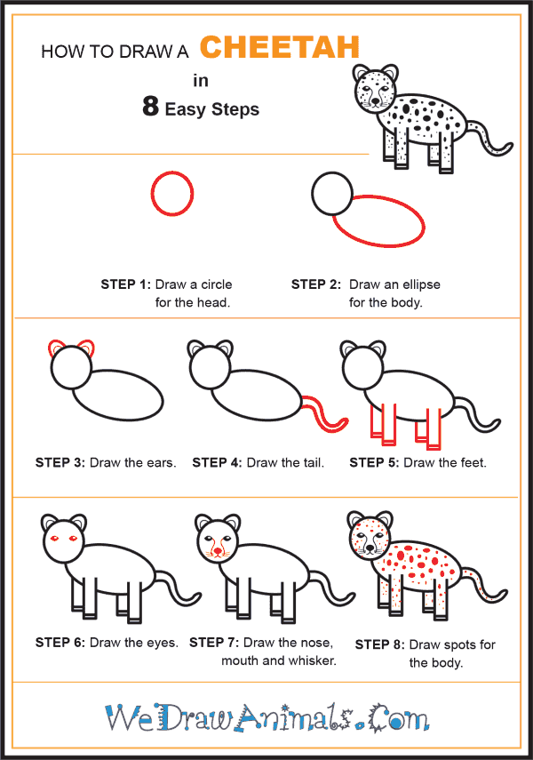 Cheetah Drawing Easy Cartoon How To Draw A Cute Baby Cheetah