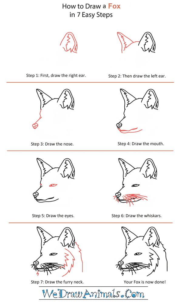 how to draw a fox head