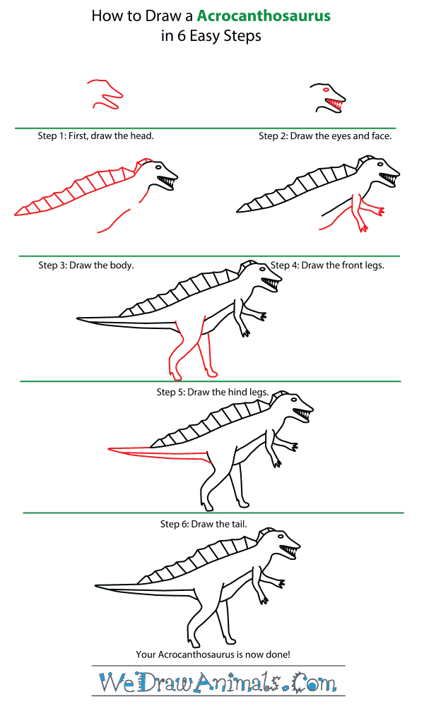 How to Draw an Acrocanthosaurus - Step-by-Step Tutorial