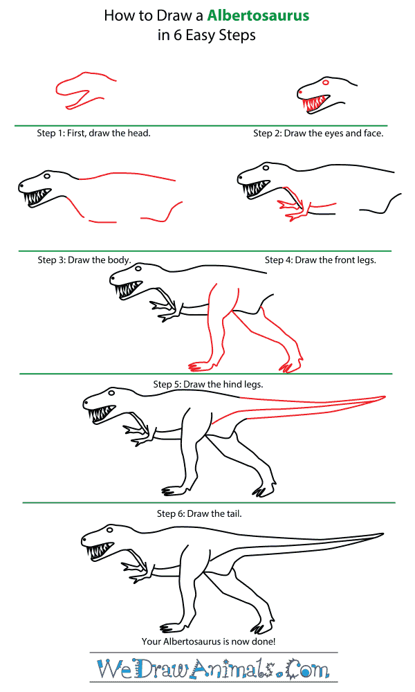 How to Draw an Albertosaurus - Step-by-Step Tutorial