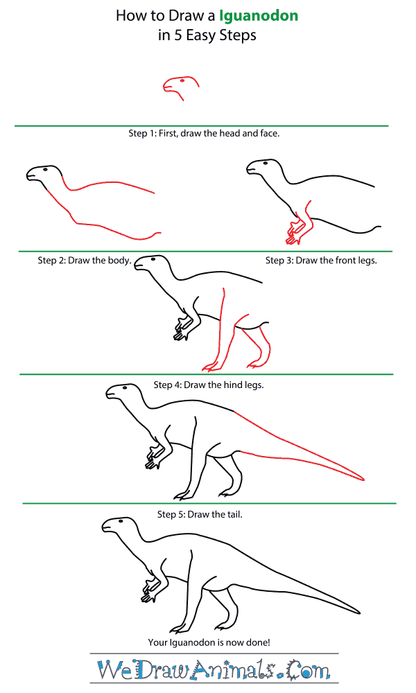 How to Draw an Iguanodon - Step-by-Step Tutorial
