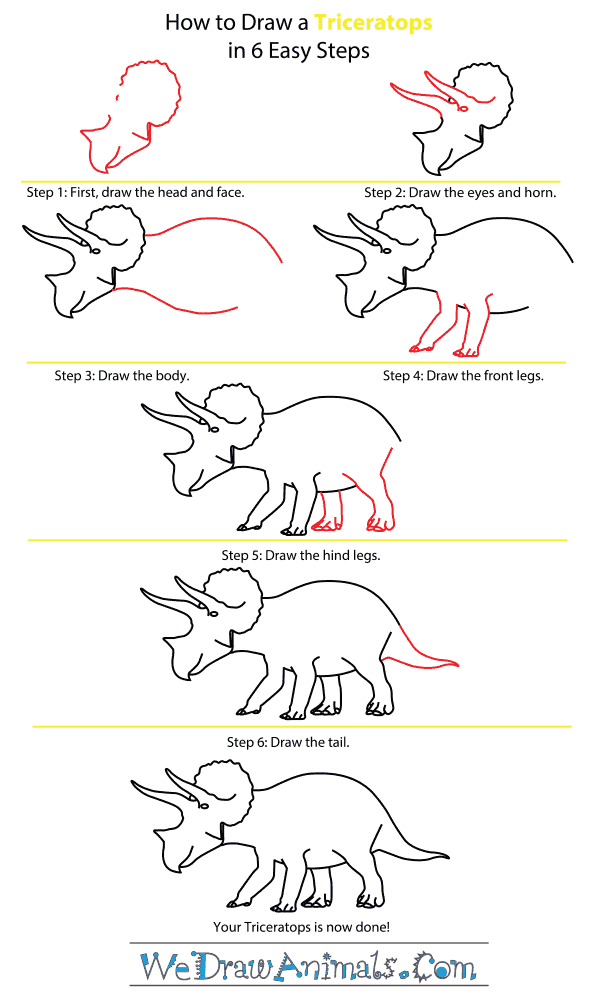 How to Draw a Triceratops - Step-by-Step Tutorial