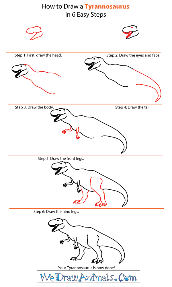 How to Draw a Tyrannosaurus Rex - Step-by-Step Tutorial