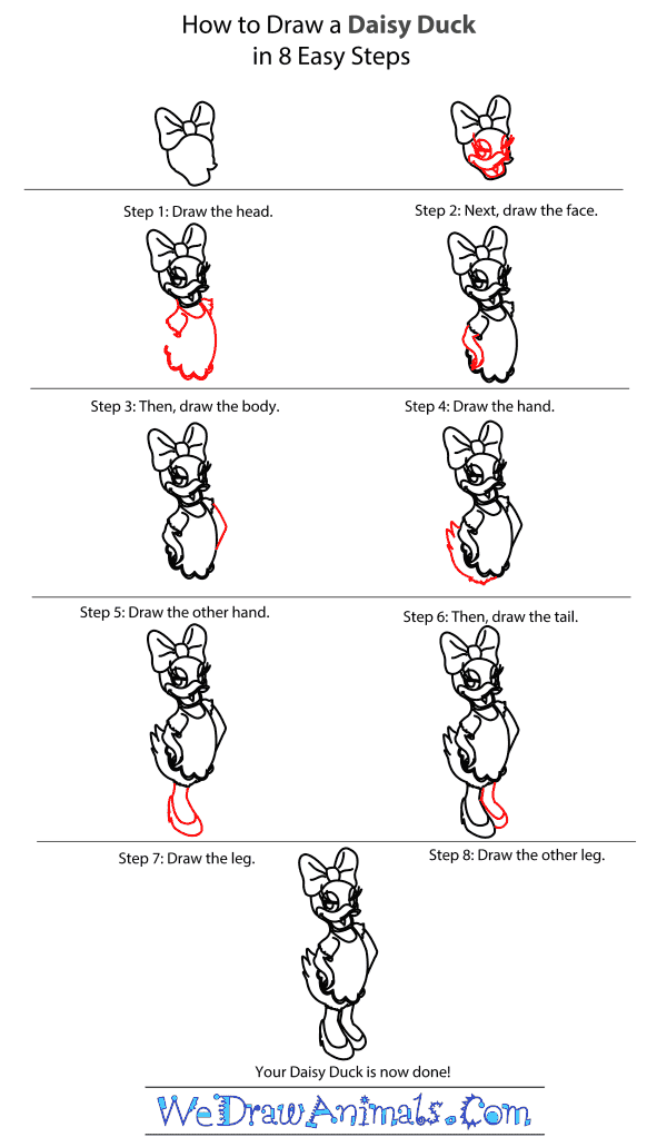 How to Draw Daisy Duck From Disney - Step-by-Step Tutorial