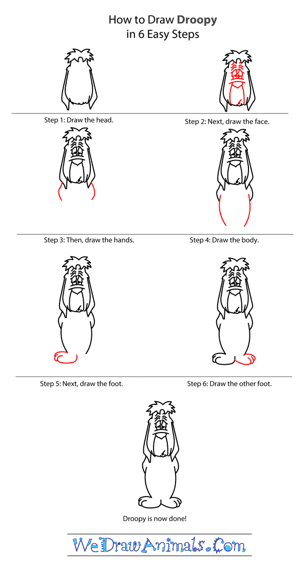 How to Draw Droopy - Step-by-Step Tutorial