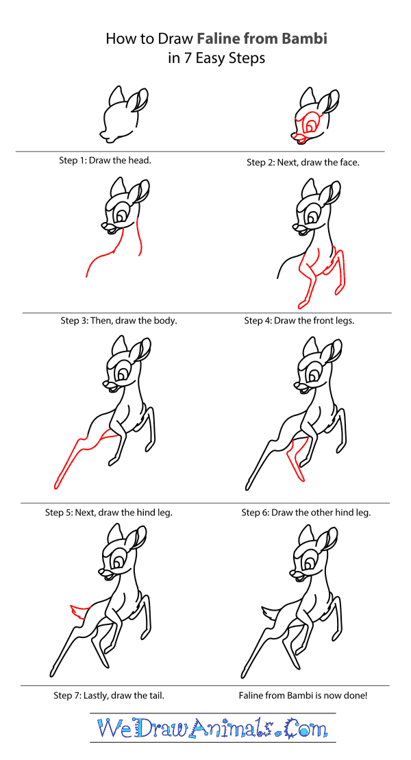 How to Draw Faline From Bambi - Step-by-Step Tutorial