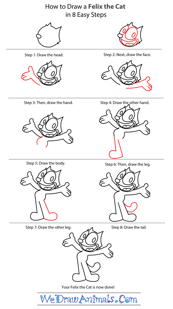 How to Draw Felix The Cat - Step-by-Step Tutorial