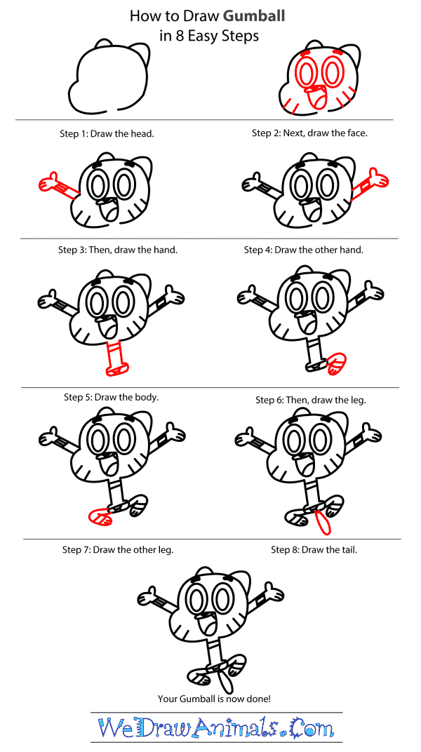 How to Draw Gumball From The Amazing World Of Gumball - Step-by-Step Tutorial