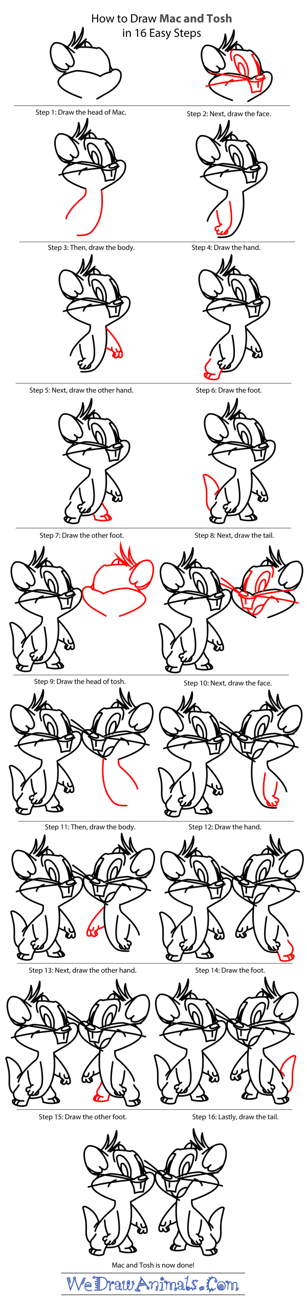 How to Draw Mac And Tosh From Looney Tunes - Step-by-Step Tutorial