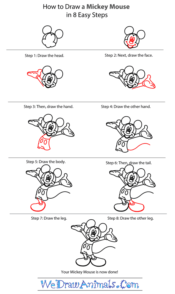 How to Draw Mickey Mouse - Step-by-Step Tutorial