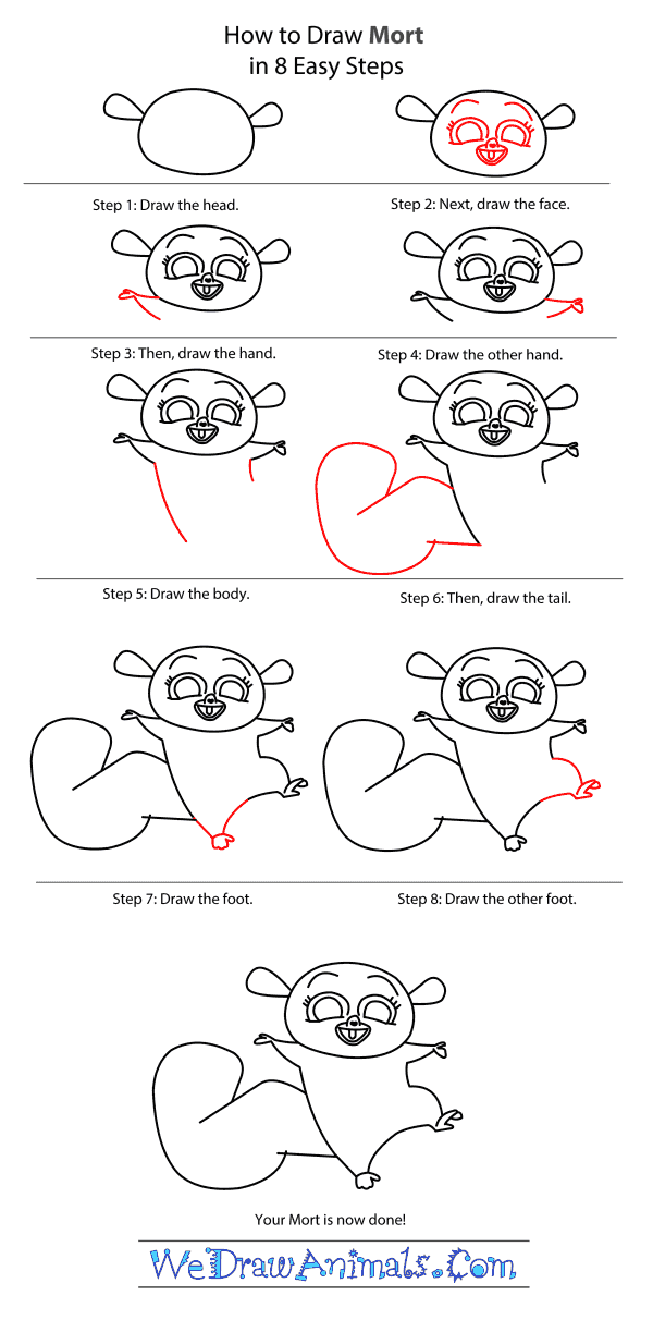 How to Draw Mort From Penguins Of Madagascar - Step-by-Step Tutorial