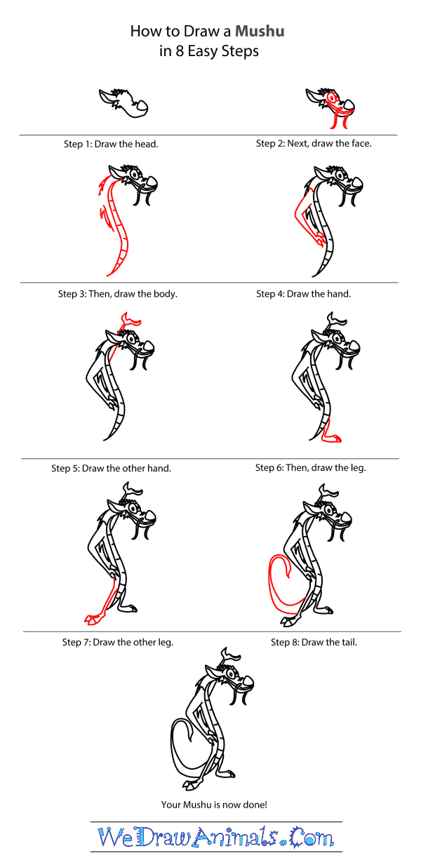 How to Draw Mushu From Mulan - Step-by-Step Tutorial