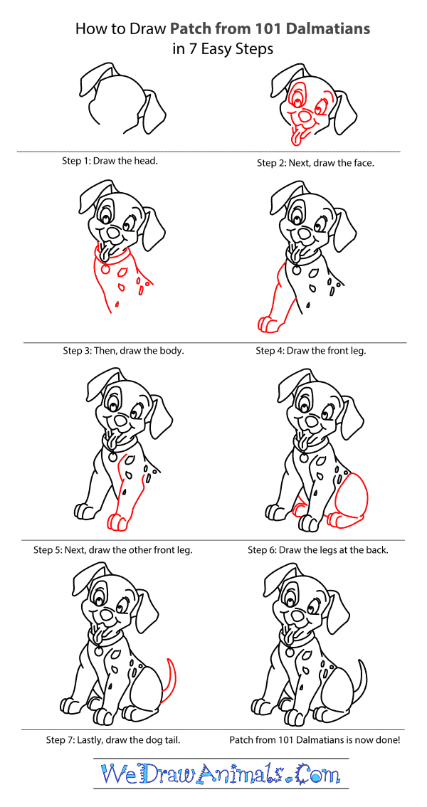 How to Draw Patch From 101 Dalmatians - Step-by-Step Tutorial