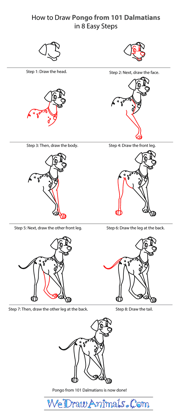 How to Draw Pongo From 101 Dalmatians - Step-by-Step Tutorial