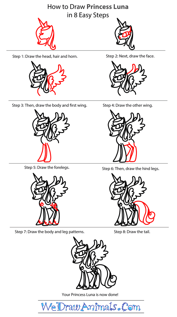 How to Draw Princess Luna From My Little Pony - Step-by-Step Tutorial