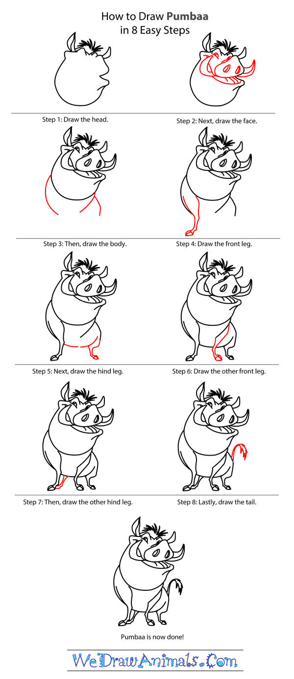 How to Draw Pumbaa From The Lion King - Step-by-Step Tutorial