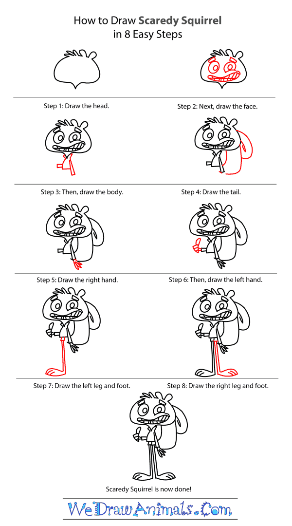 How to Draw Scaredy Squirrel - Step-by-Step Tutorial