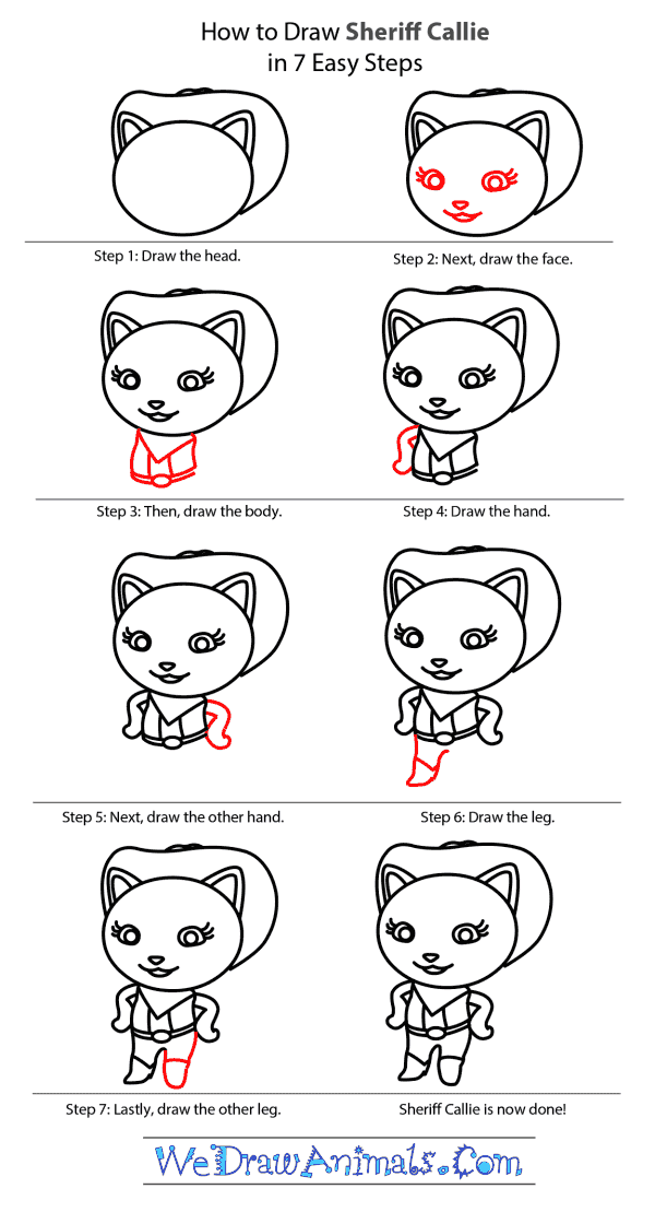 How to Draw Sheriff Callie From Wild West - Step-by-Step Tutorial