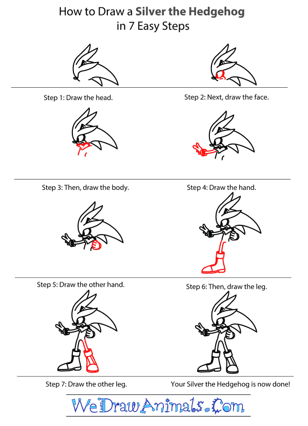 How to Draw Silver The Hedgehog - Step-by-Step Tutorial
