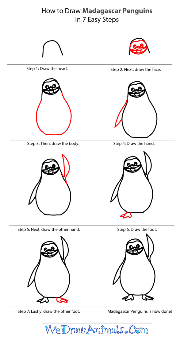 How to Draw The Penguins Of Madagascar - Step-by-Step Tutorial