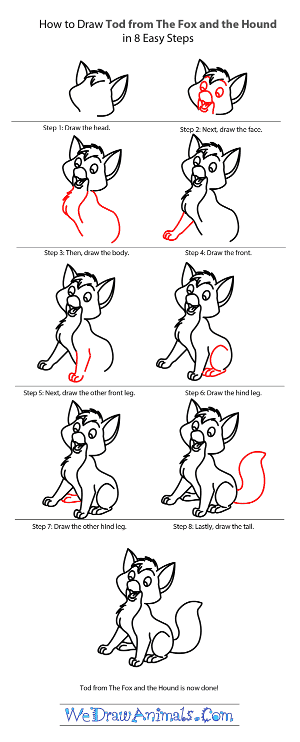 How to Draw Tod From The Fox And The Hound - Step-by-Step Tutorial