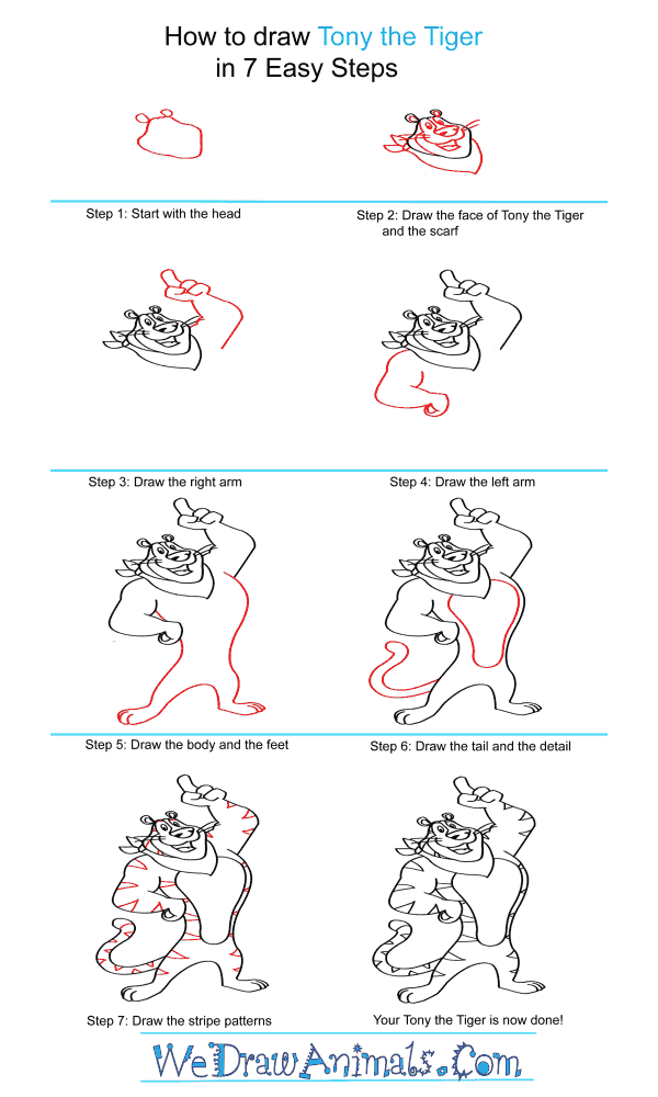 How to Draw Tony The Tiger - Step-by-Step Tutorial