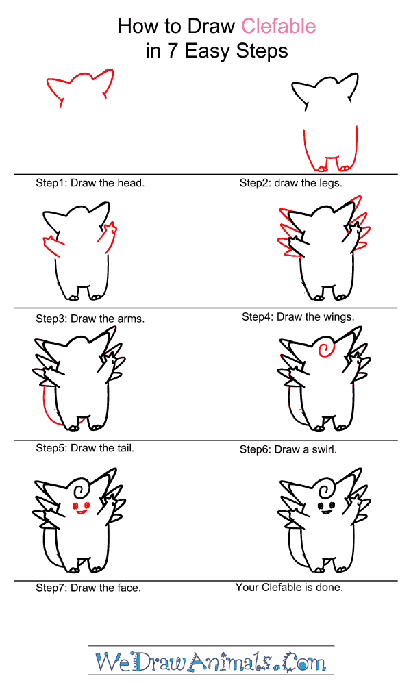 How to Draw Clefable - Step-by-Step Tutorial