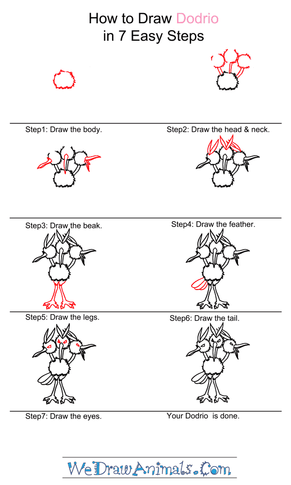How to Draw Dodrio - Step-by-Step Tutorial