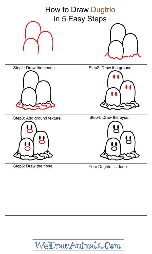 How to Draw Dugtrio - Step-by-Step Tutorial