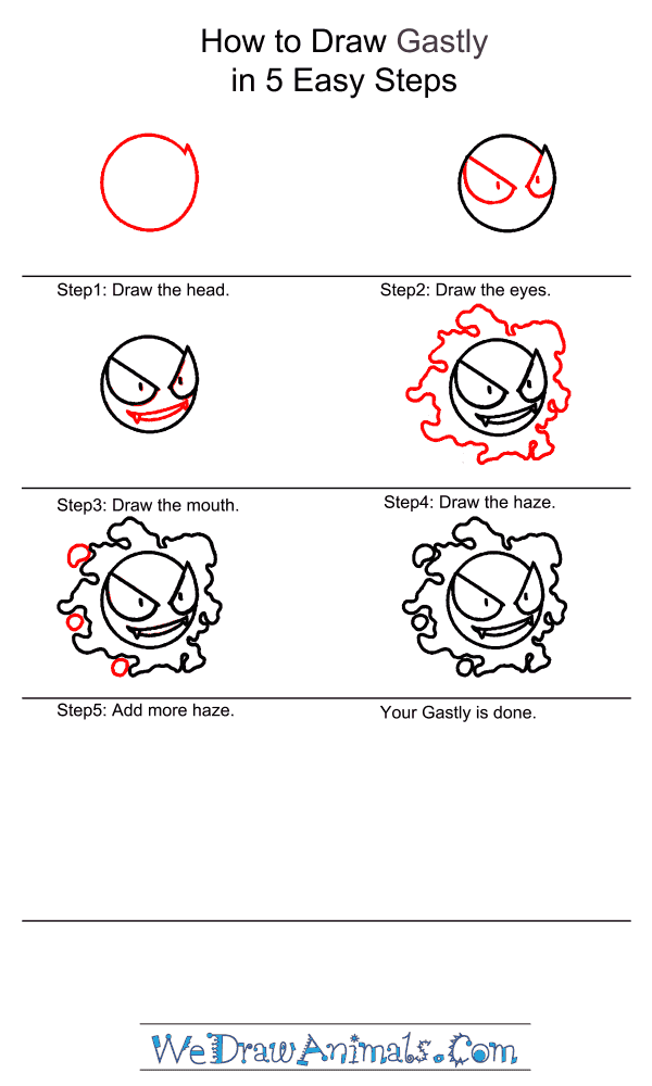 How to Draw Gastly - Step-by-Step Tutorial