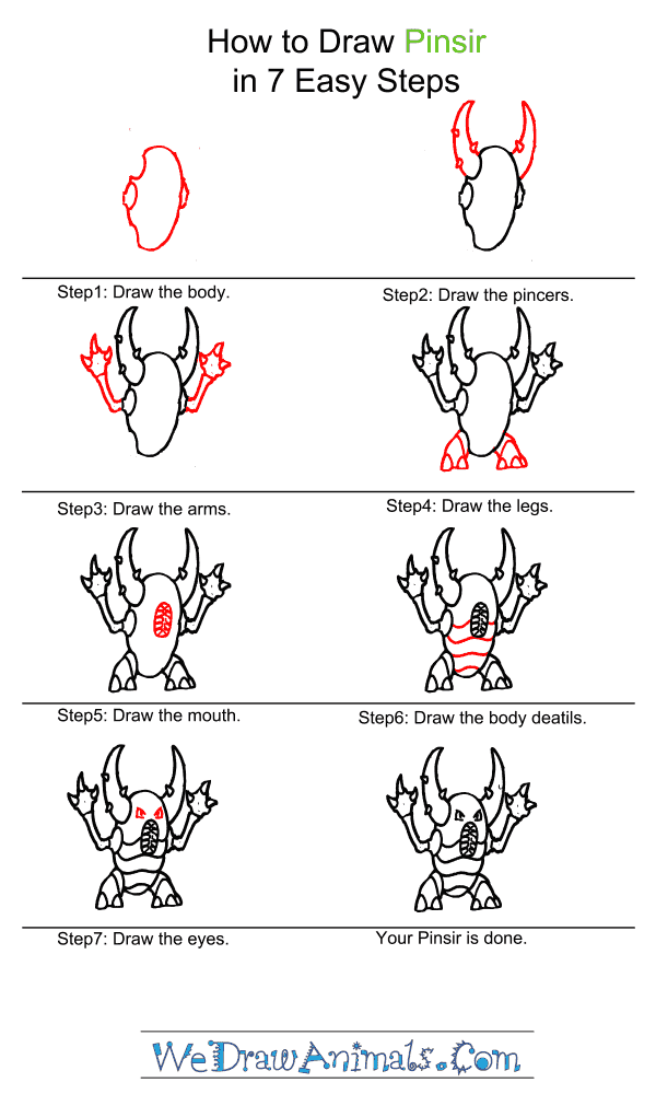 How to Draw Pinsir - Step-by-Step Tutorial
