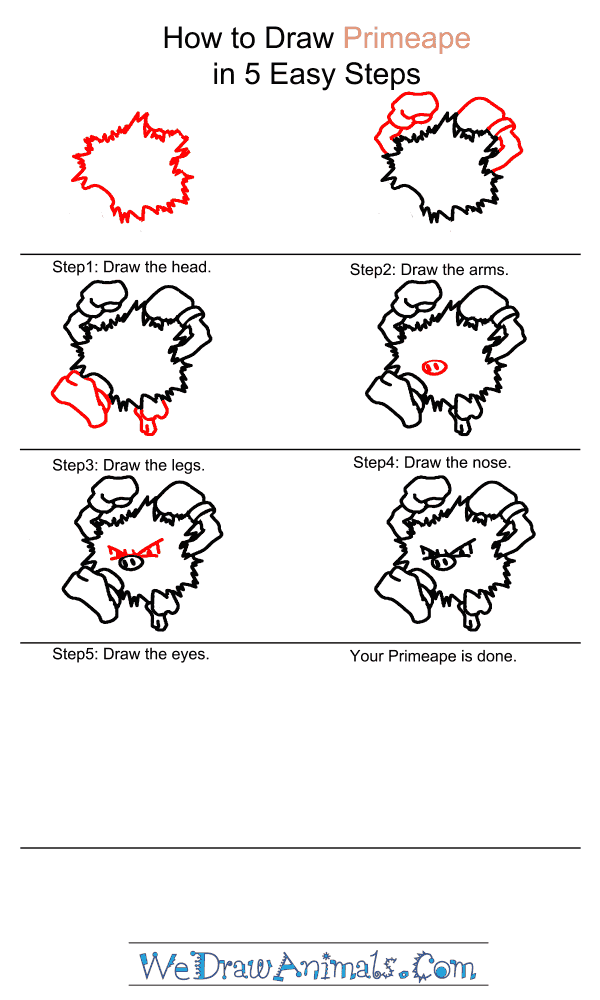 How to Draw Primeape - Step-by-Step Tutorial
