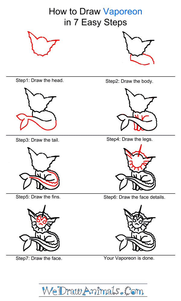 How to Draw Vaporeon - Step-by-Step Tutorial