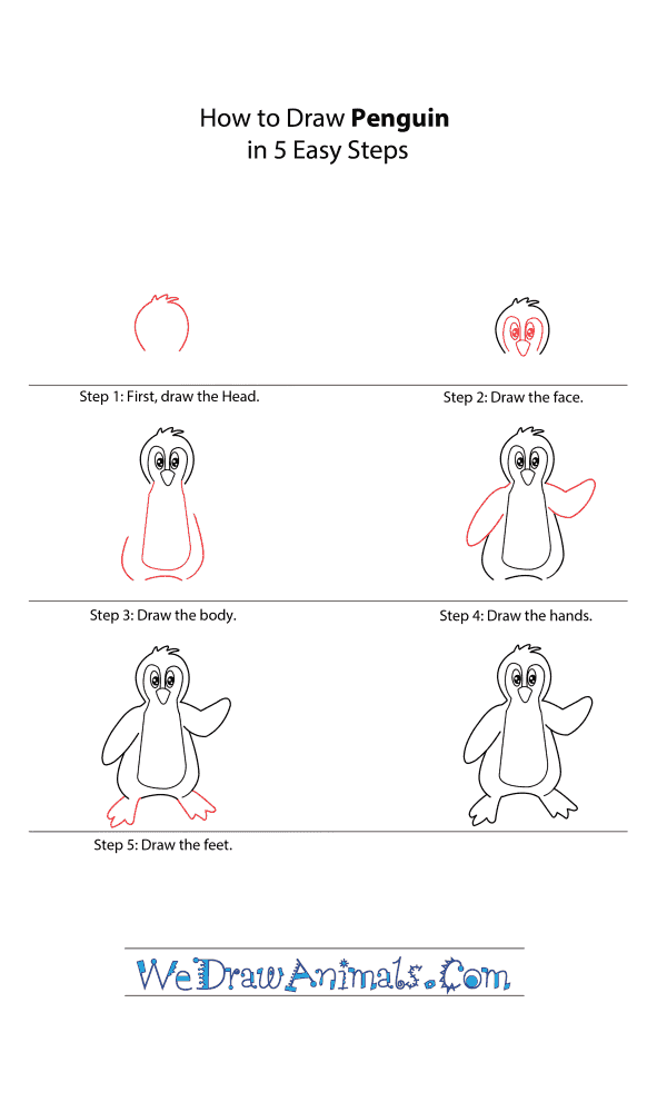 How to Draw a Cartoon Penguin - Step-by-Step Tutorial
