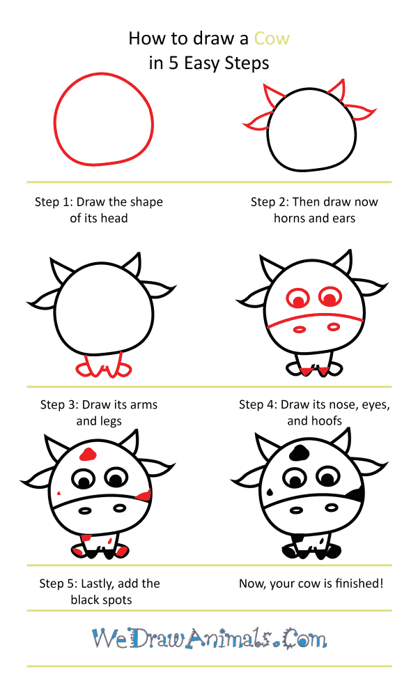 How to Draw a Cute Cow - Step-by-Step Tutorial