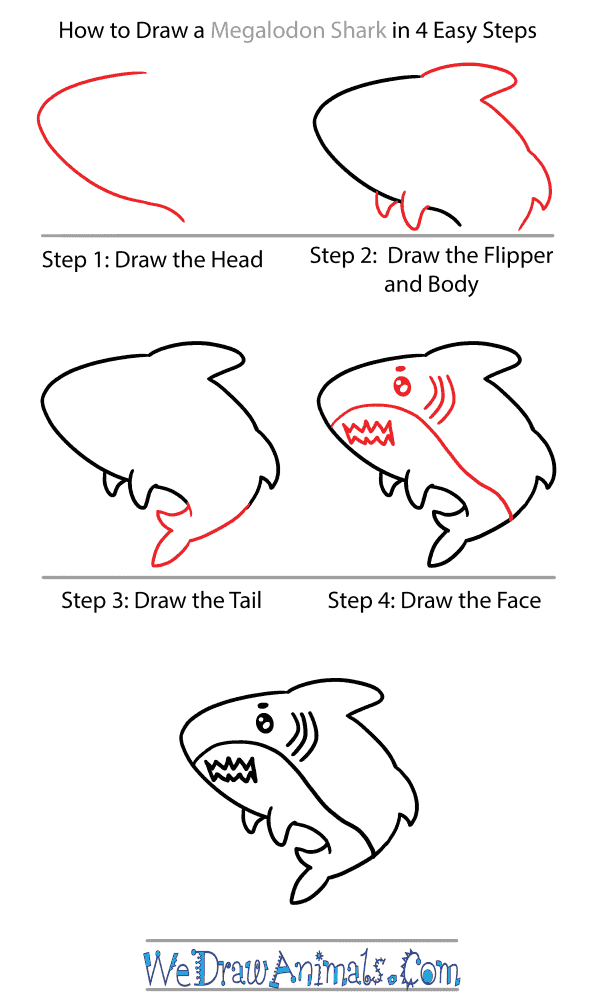 How to Draw a Cute Megalodon Shark